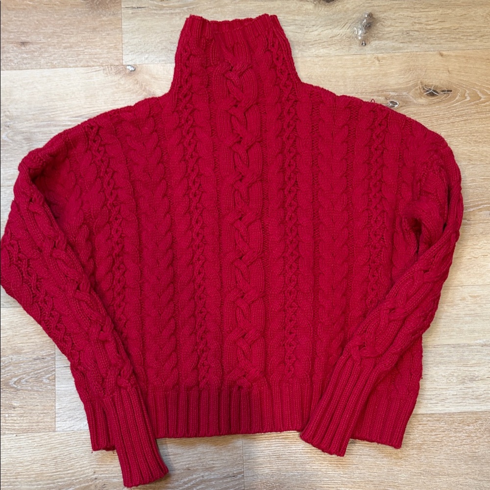 XS Ralph Lauren Red Cable Knit Women's Sweater beautiful perfect condition